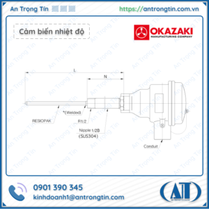Cảm biến nhiệt độ Okazaki Resiopak Pt100