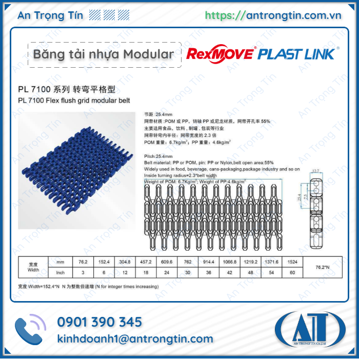 Băng tải nhựa Modular RexMOVE Plast Link