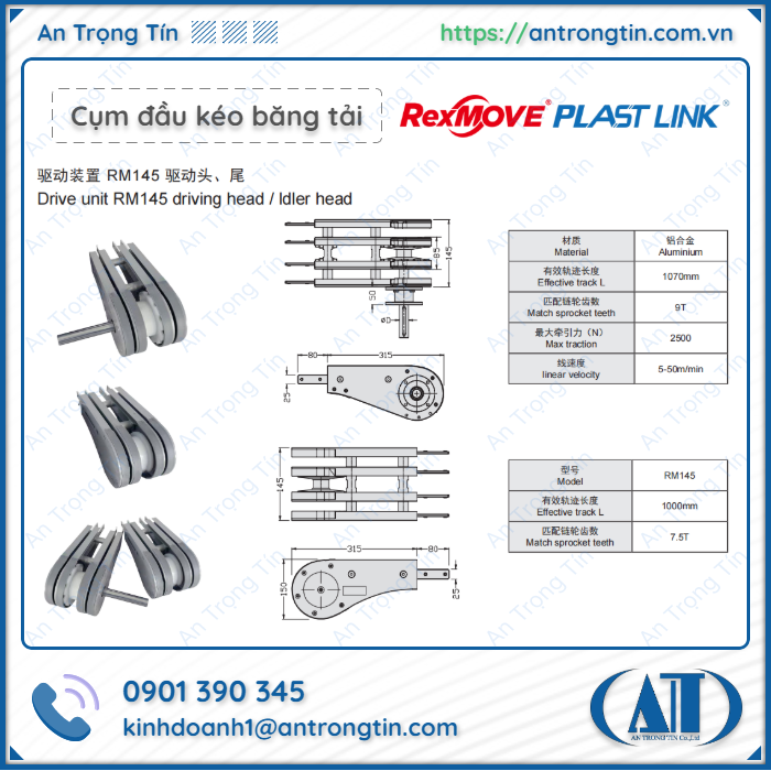 Cụm truyền động băng tải RexMOVE Plast Link